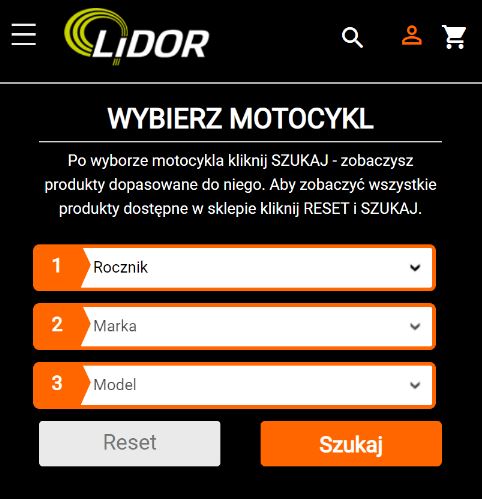 Lidor - wyszukiwarka akcesoriów po modelu motocykla