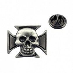 Krzyż maltański z czaszką 2 - przypinka motocyklowa / TOR 8084566