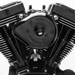 Czarny filtr powietrza S&S Mini Teardrop, '01-'17 Harley, rolgaz linkowy / PE 10102328