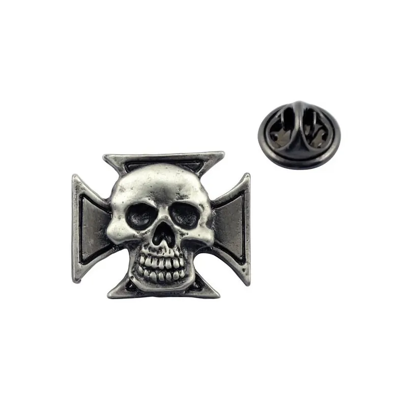 Krzyż maltański z czaszką 2 - przypinka motocyklowa / TOR 8084566