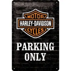 Metalowy szyld "Harley parking only" 20 x 30 cm