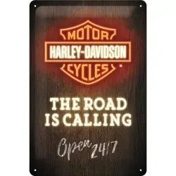 Szyld metalowy "Harley-Davidson. The road is calling" 20 cm x 30 cm