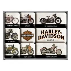 Zestaw magnesów Harley-Davidson, modele motocykli - 9 sztuk