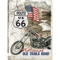 Metalowy szyld "Route 66  old trails.." 30 x 40 cm
