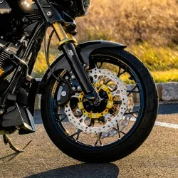 Prawa duża tarcza hamulcowa 14" z adapterem zacisku Harley Touring 2014- złota / ARLEN 300-006