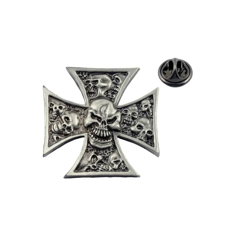 Krzyż maltański z czaszką - przypinka motocyklowa / TOR 8083972